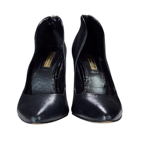 BDBGeneration Pump sz 6 Women‎ Conrad Stilleto Heel Black Leather Gold Zipper 4" - Picture 4 of 12